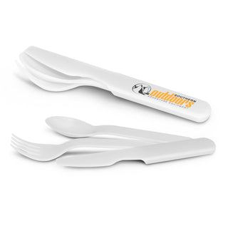 Agogo Knife Fork and Spoon Set (White)