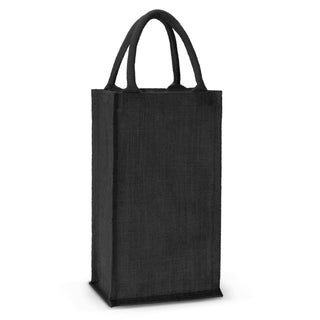 Printwear Donato Jute Double Wine Carrier (Black)