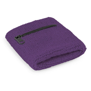 Agogo Wrist Sweat Band with Pocket (Purple)