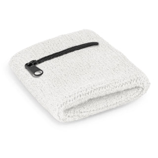 Agogo Wrist Sweat Band with Pocket (White)