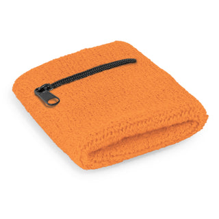 Agogo Wrist Sweat Band with Pocket (Orange)