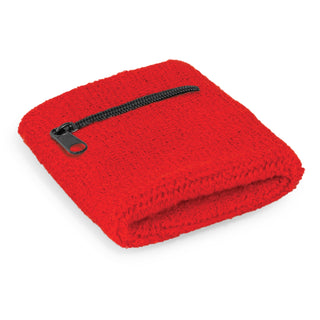 Agogo Wrist Sweat Band with Pocket (Red)