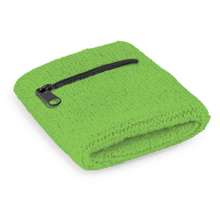 Agogo Wrist Sweat Band with Pocket (Bright Green)