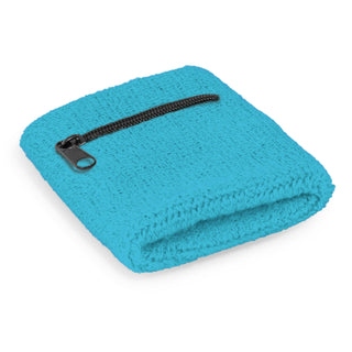 Agogo Wrist Sweat Band with Pocket (Light Blue)