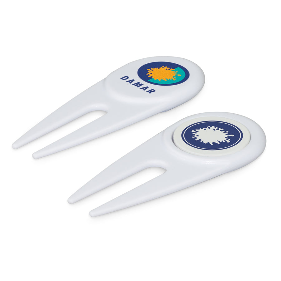 Fairway Golf Divot Repairer with Marker (White/Grey)
