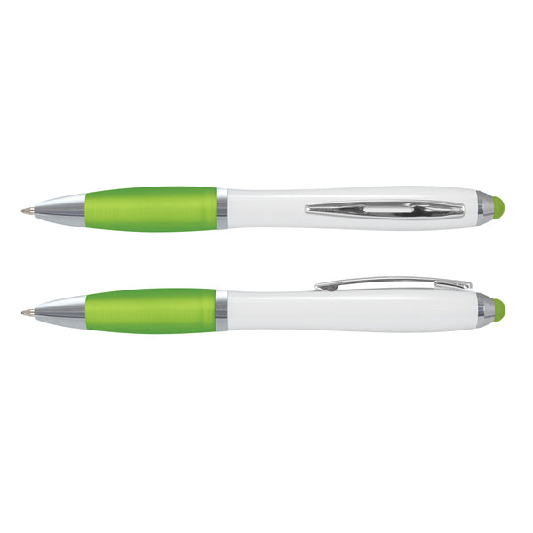 Slate Stylus Pen - White Barrel (Bright Green)