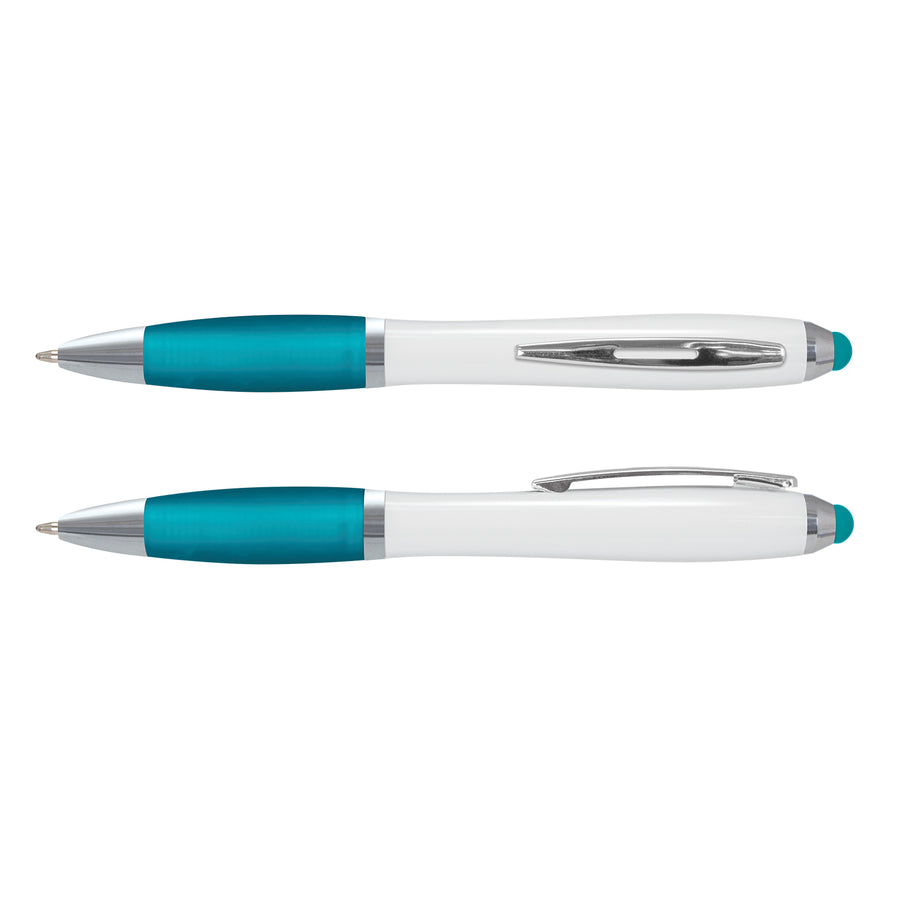 Slate Stylus Pen - White Barrel (Light Blue)