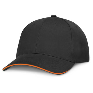 Printwear Swift Cap - Black (Black/Orange)