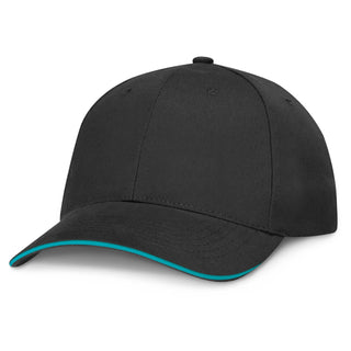 Printwear Swift Cap - Black (Black/Light Blue)