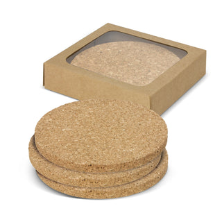 Agogo Oakridge Cork Coaster Round Set of 4 (Natural)