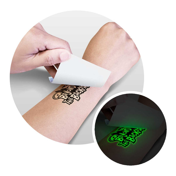Glow Temporary Tattoo Glow in the Dark - 51mm x 76mm (White)