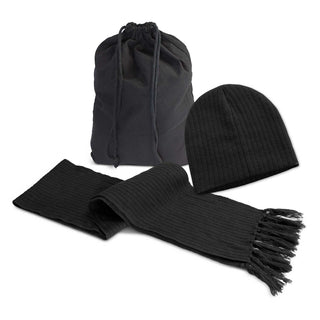 Printwear Nebraska Scarf and Beanie Set (Black)