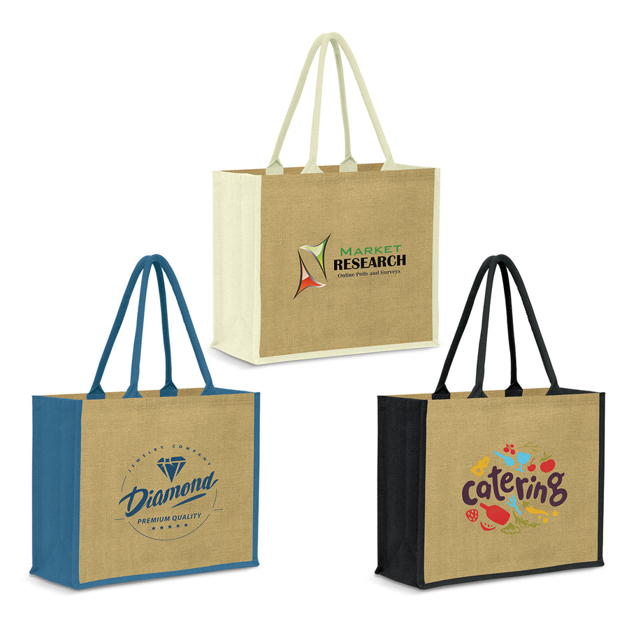 Basin Jute Tote Bag (Natural/White)