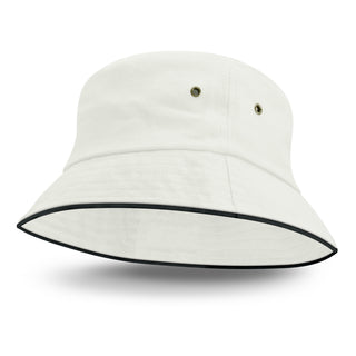 Printwear Bondi Bucket Hat - Black Sandwich Trim (White)