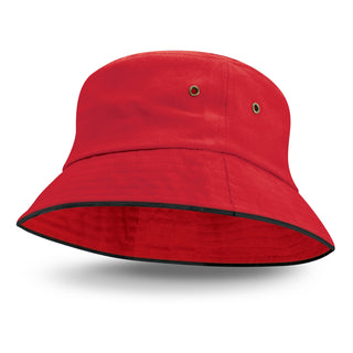 Printwear Bondi Bucket Hat - Black Sandwich Trim (Red)