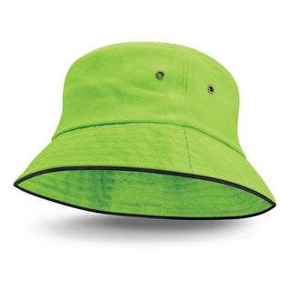 Printwear Bondi Bucket Hat - Black Sandwich Trim (Bright Green)