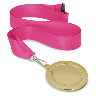 Crest Medal - 65mm (Light Blue) — Pink/Gold