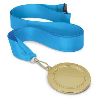 Crest Medal - 65mm (Black) — Light Blue/Gold