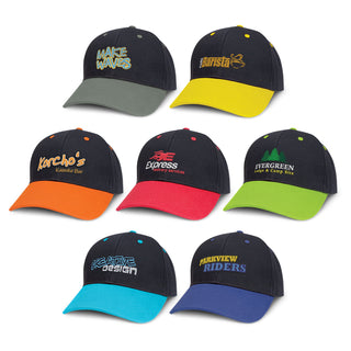 Printwear Highlander Cap (Black/Bright Green)