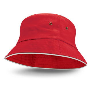 Printwear Bondi Bucket Hat - White Sandwich Trim (Red)