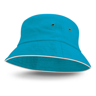 Printwear Bondi Bucket Hat - White Sandwich Trim (Light Blue)