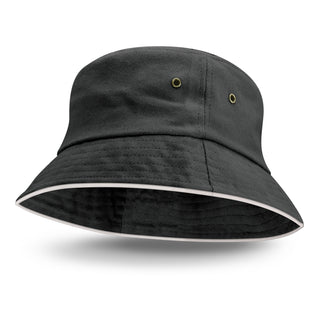 Printwear Bondi Bucket Hat - White Sandwich Trim (Black)