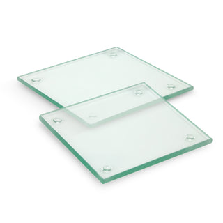 Agogo Venice Glass Coaster Set of 2 - Square (Clear)