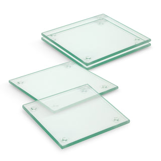 Agogo Venice Glass Coaster Set of 4 - Square (Clear)