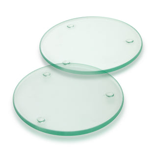 Agogo Venice Glass Coaster Set of 2 - Round (Clear)