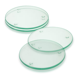 Agogo Venice Glass Coaster Set of 4 - Round (Clear)