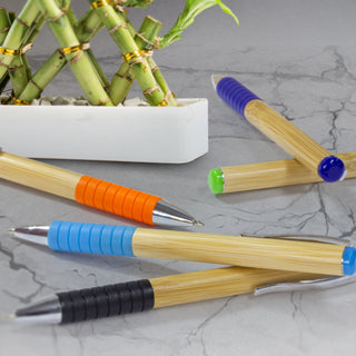 Agogo Bamboo Twist Pen (Light Blue)