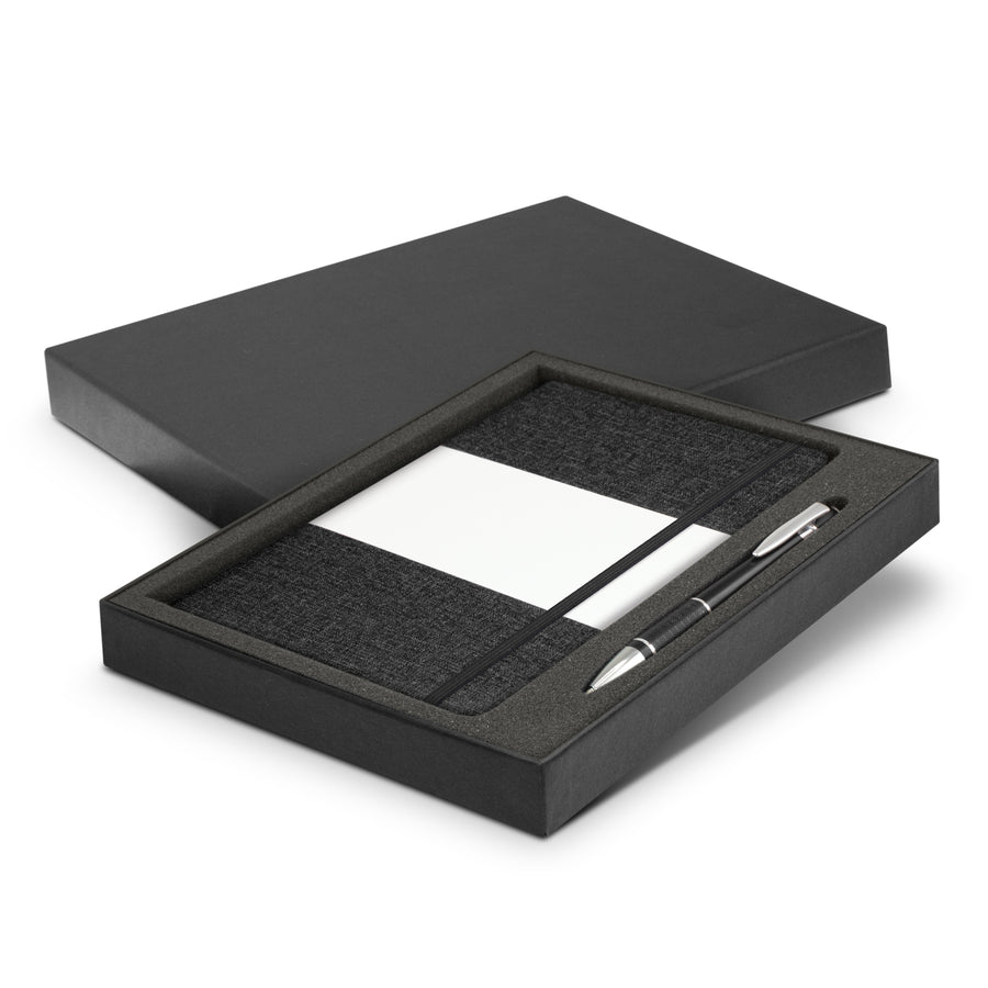 Linen Notebook and Pen Gift Set (Black)