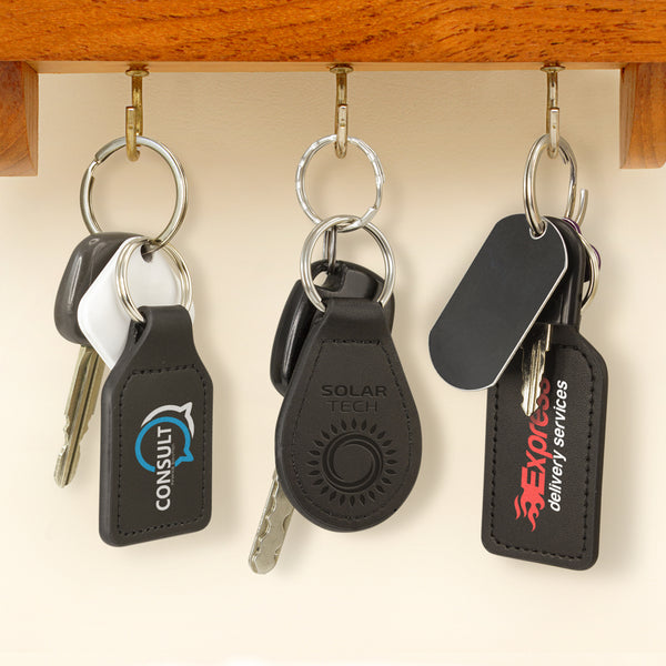 Fob Prince Leather Key Ring  - Rectangle (Black)