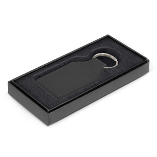 Ashford Leather Key Ring - Square (Black) — Gift Box