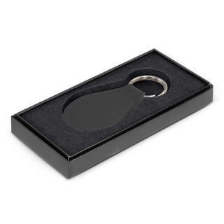 Ashford Leather Key Ring - Round (Black) — Gift Box