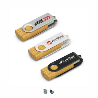 Cipher 4GB Bamboo Flash Drive (Teal/Natural) — Impact Aware