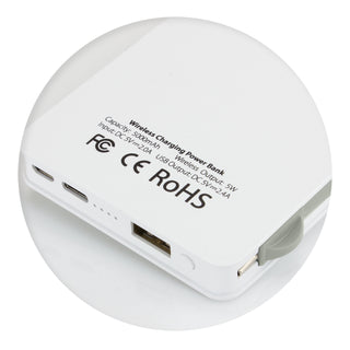 Vector 5k Wireless Charging Power Bank (White) — Back