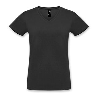 SOLS Imperial Womens V Neck T-Shirt (Deep Black)