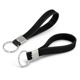 Flex Silicone Key Ring (Dark Blue) — Black