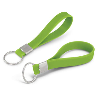 Flex Silicone Key Ring (White) — Bright Green