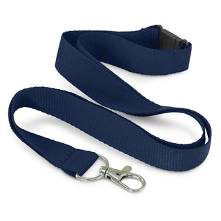 Eco RPET Lanyard (White) — Navy