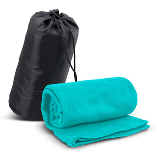 Agogo Glasgow Fleece Blanket in Carry Bag (Light Blue)