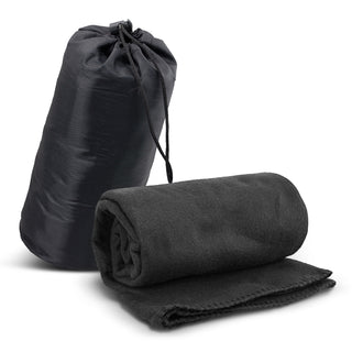 Agogo Glasgow Fleece Blanket in Carry Bag (Black)