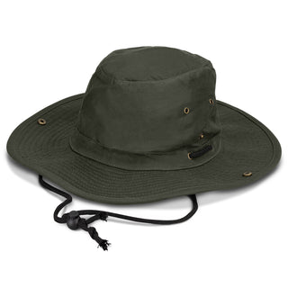 Printwear Oilskin Wide Brim Hat (Dark Olive)