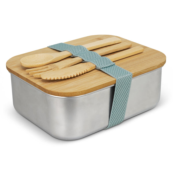 Grove Lunch Box with Cutlery (Natural/Silver)