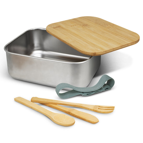 Grove Lunch Box with Cutlery (Natural/Silver)