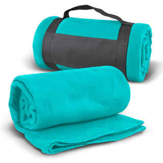 Agogo Glasgow Fleece Blanket with Strap (Light Blue)