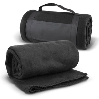 Agogo Glasgow Fleece Blanket with Strap (Black)