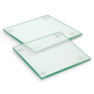 Agogo Venice Glass Coaster Set of 2 Square - Full Colour (Clear)