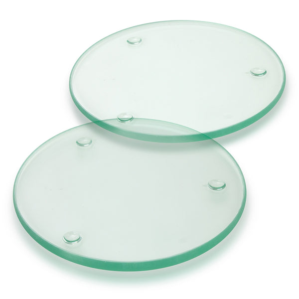 Crystal Glass Coaster - Set of 2 - Round - Full Colour (Clear)